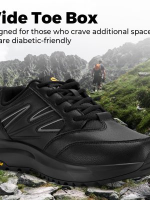 Mens Wide Hiking Shoes Water Repellent Outdoor Work Shoes Trekking Trails Sneakers with Arch Support - Sturdy Core